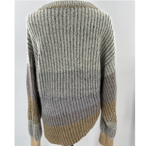 Jonathan Simkhai Allison Gray Green Asymmetrical Ombre Sweater Wool Alpaca M - Picture 4 of 9